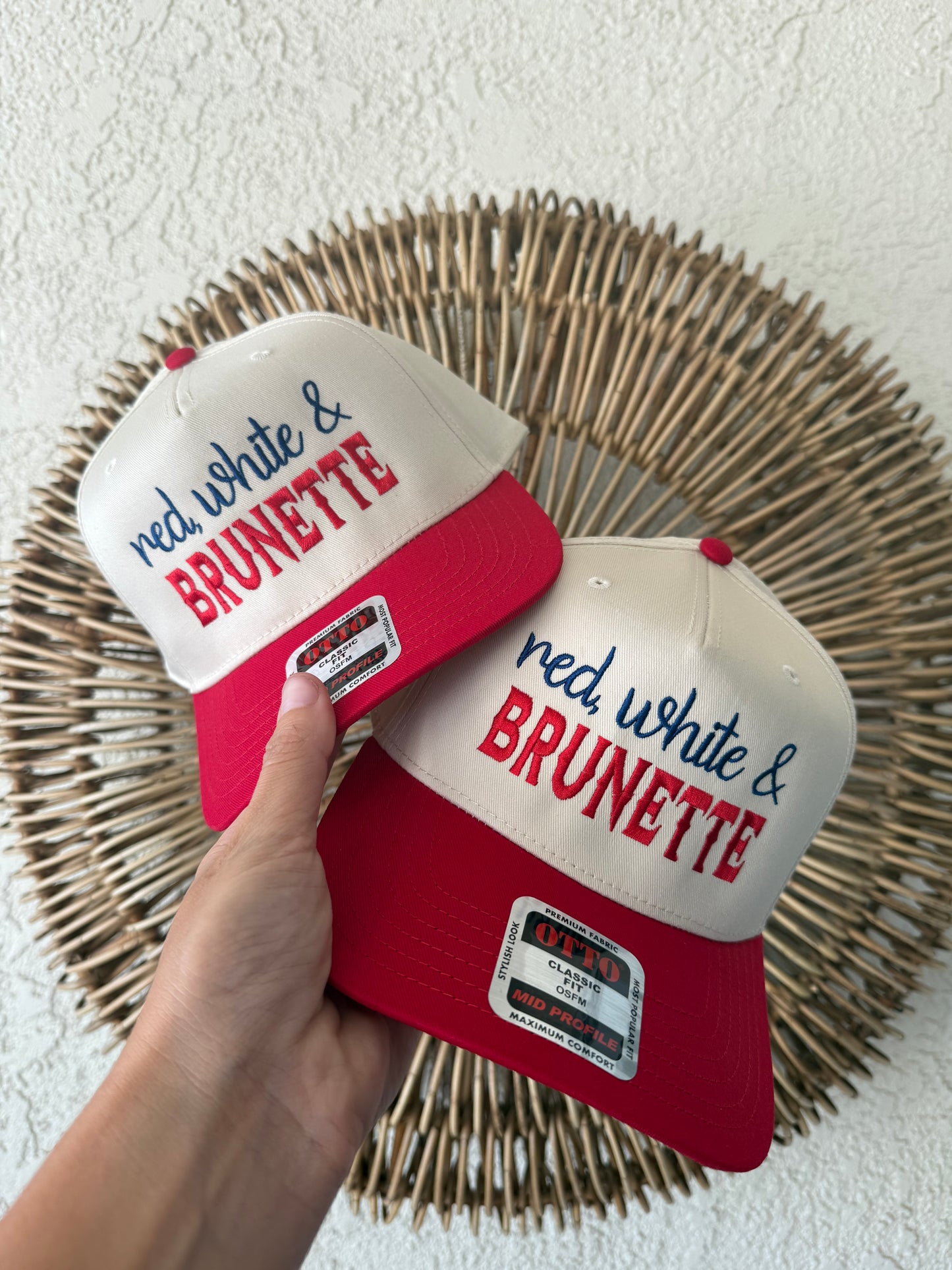 Red, White & Brunette Hat