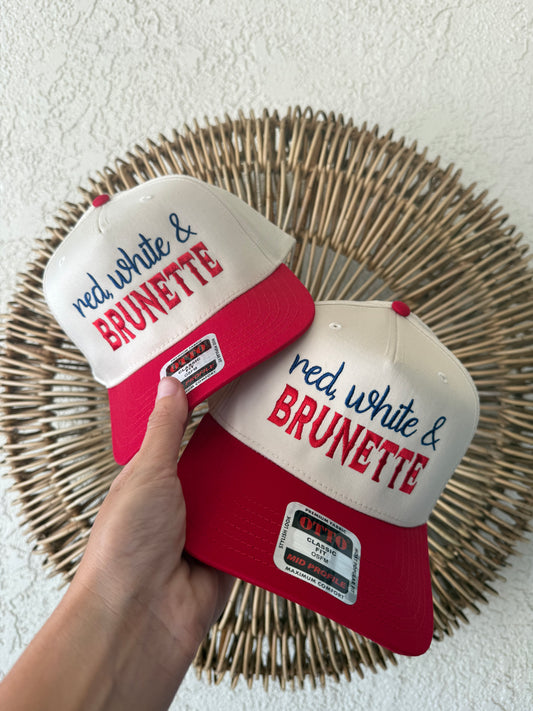 Red, White & Brunette Hat